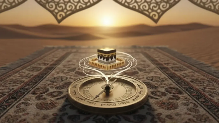 View of a prayer mat facing mecca