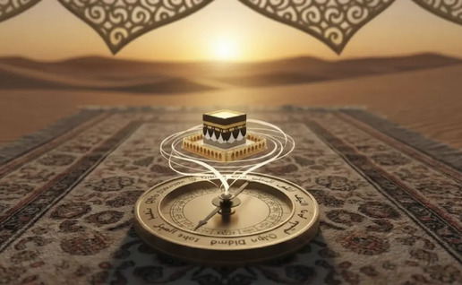 View of a prayer mat facing mecca