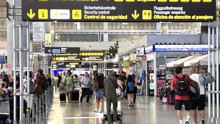 Malaga airport filling with passengers for summer.