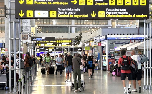 Malaga airport filling with passengers for summer.