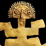 A Colombian gold artefact on display at the MARQ Museum in Alicante.