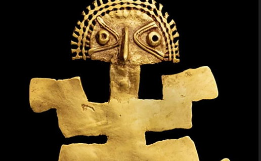 A Colombian gold artefact on display at the MARQ Museum in Alicante.