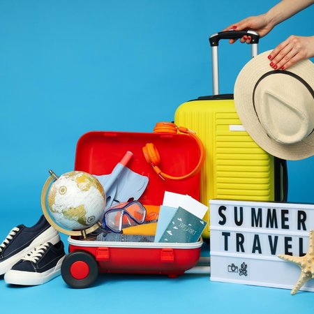 Luggage and items for a holiday