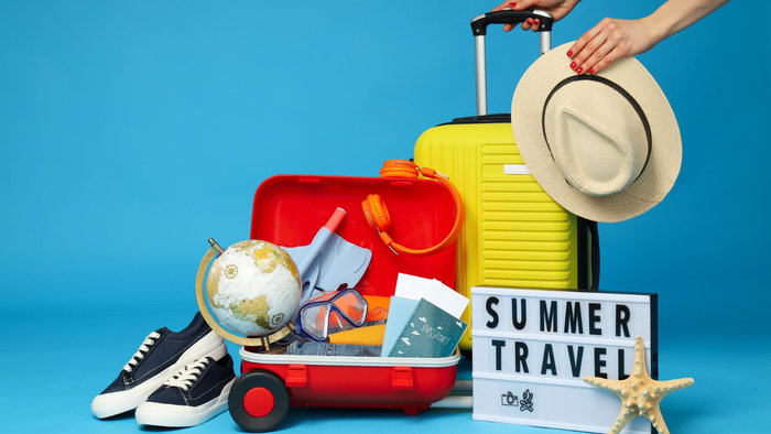 Luggage and items for a holiday