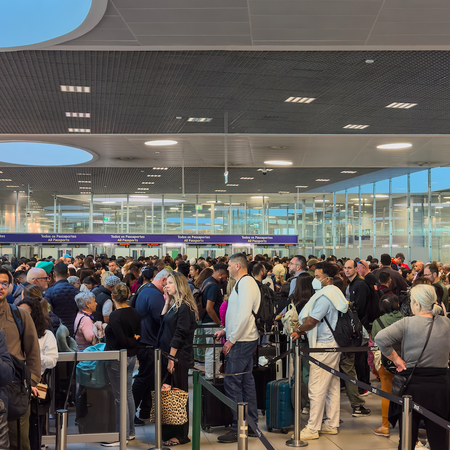 Long queues at an airport