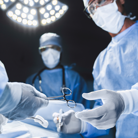 Surgeons in an operating theatre