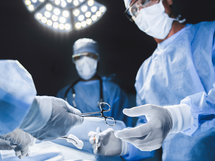 Surgeons in an operating theatre