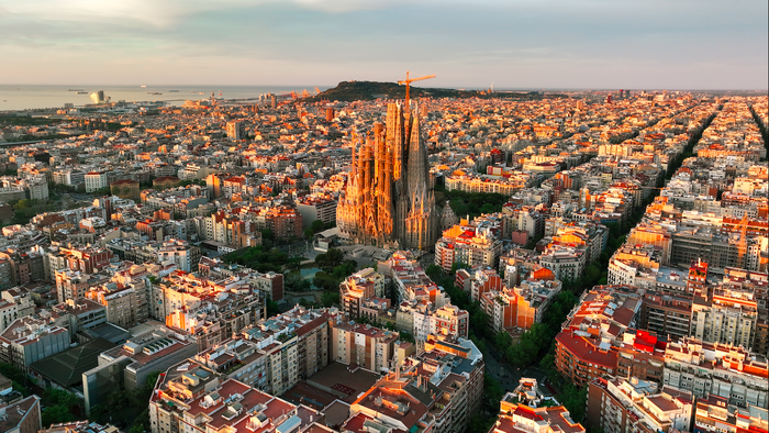 The city of Barcelona from an arial view