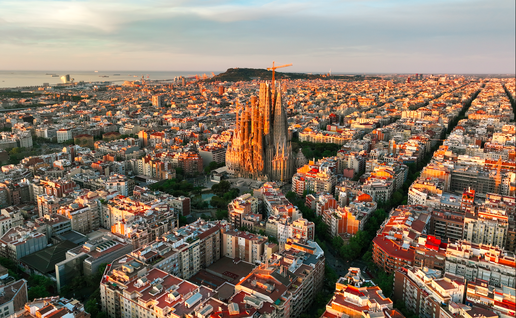 The city of Barcelona from an arial view