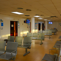 An empty waiting room in a hospital