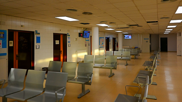 An empty waiting room in a hospital