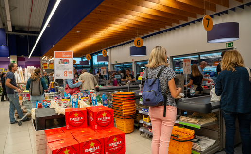 People waiting in queue at a supermarket