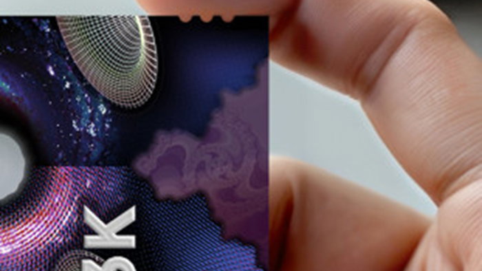 Close-up of Germany's STELLA banknote concept, a card-sized prototype designed to explore the future of physical cash.