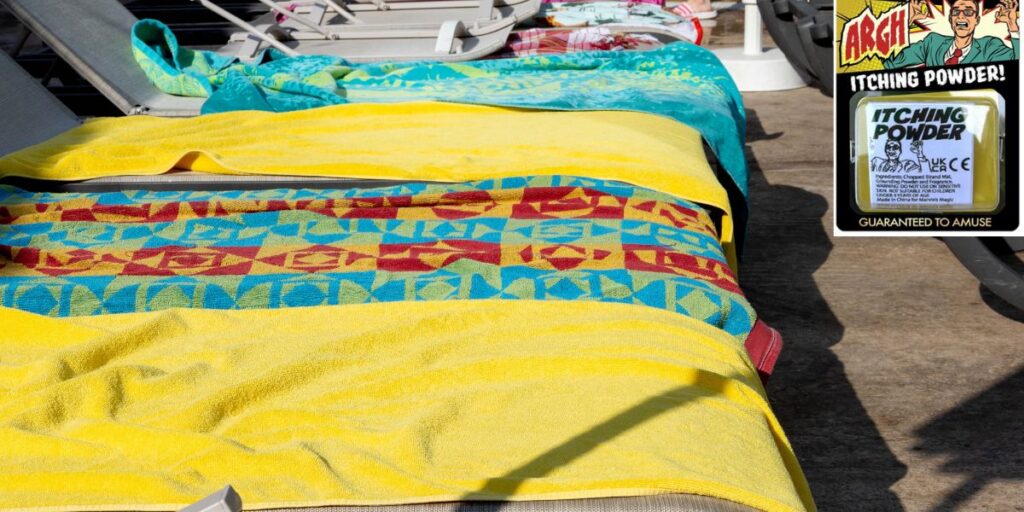 Shocking moment Brit takes revenge with itching powder in Mallorca sunbed wars