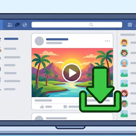 AI image of laptop screen with facebook downloader