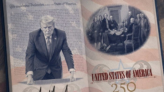 The commemorative US passport unveiled by Donald Trump for America's 250th anniversary features the president's portrait and the Declaration of Independence.