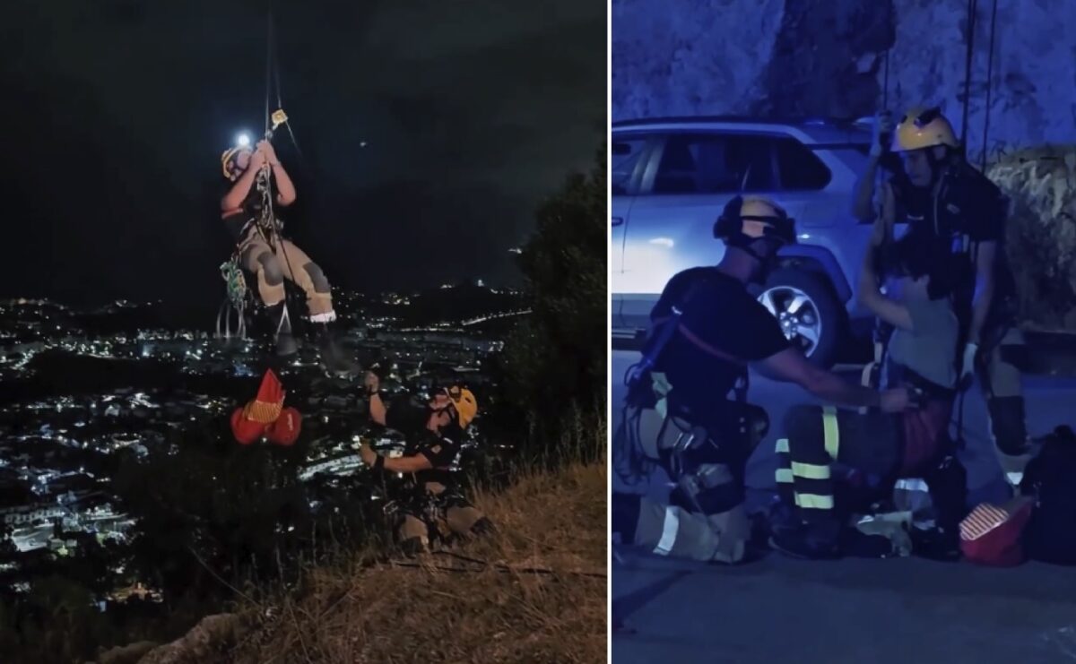 Benalmadena cable car stages nighttime rescue drill with provincial firefighters and drones