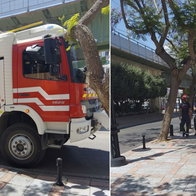 Fire brigade arrives to cordon off area.
