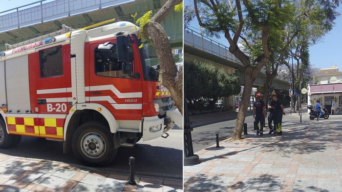 Fire brigade arrives to cordon off area.