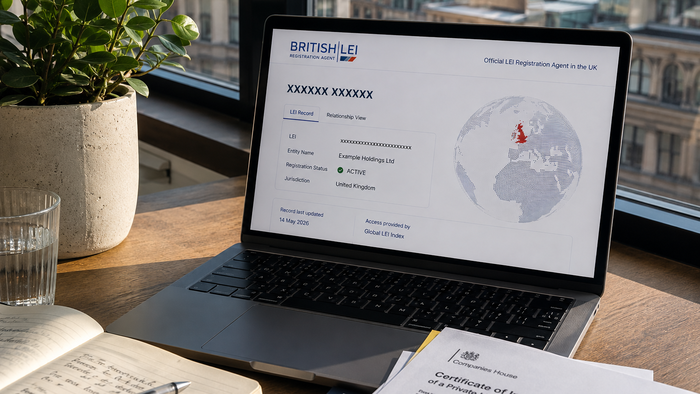 Laptop open on a desk showing the screen for Britishlei.co.uk