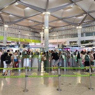 Going through baggage control at Malaga.