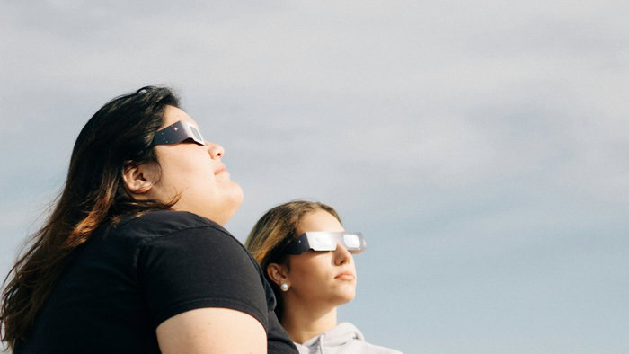 People watching an eclipse.