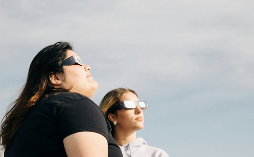 People watching an eclipse.