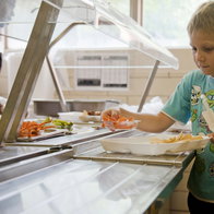 Students in a cafeteria.