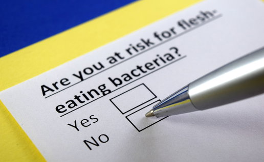 Illustration about the risk of infection from flesh eating bacteria linked to warm coastal waters.
