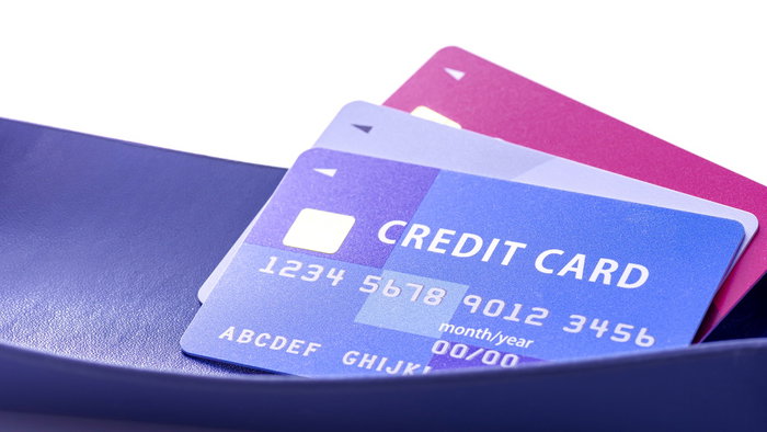 Close-up of credit cards, illustrating revolving credit products and consumer borrowing.