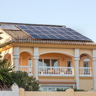Home with solar pannels.