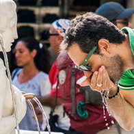Keeping hydrated during the hottest hours.