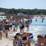 Mass tourism on a beach in Mallorca