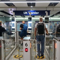 Passengers at a border in the airport