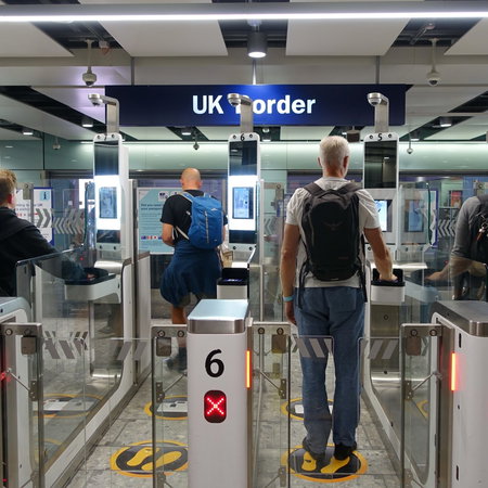 Passengers at a border in the airport