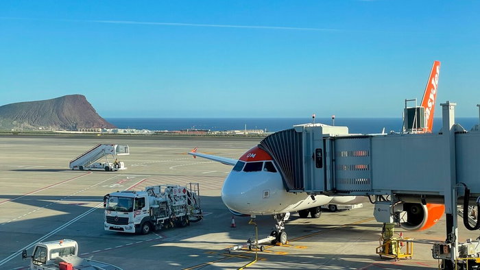 Gatwick to Tenerife Sur flight arrives.