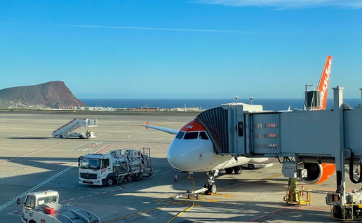 Gatwick to Tenerife Sur flight arrives.