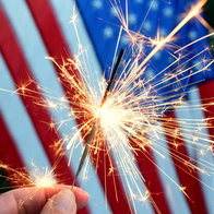 4th of July - American flag and sparkler.