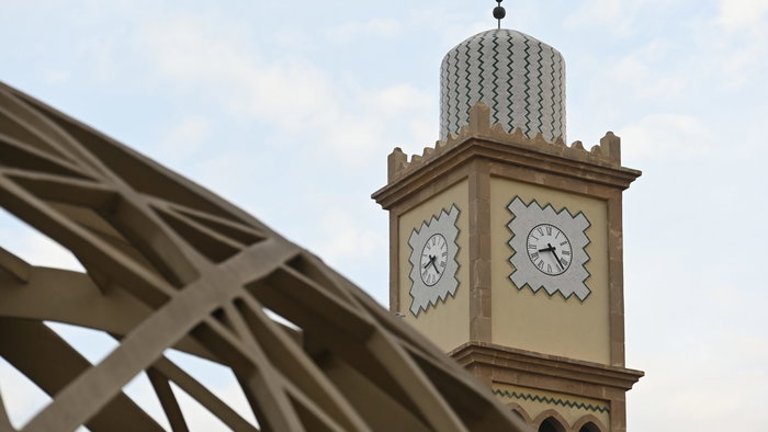 A clock tower in Casablanca