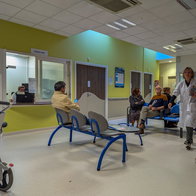 People waiting in a hospital waiting room