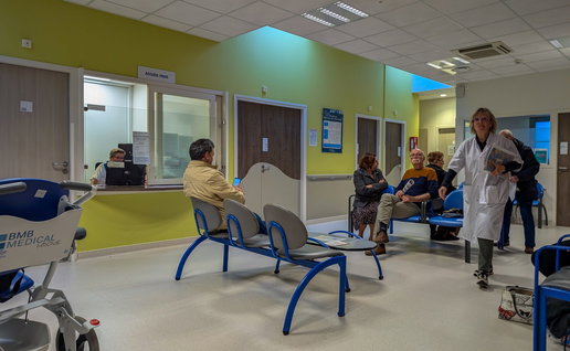 People waiting in a hospital waiting room