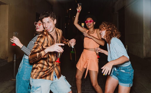 Friends partying