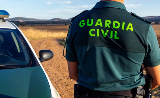 Guardia Civil focus on Spanish countryside.