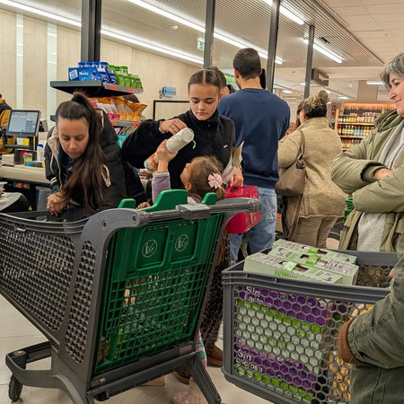 A queue in a supermarket