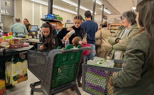 A queue in a supermarket