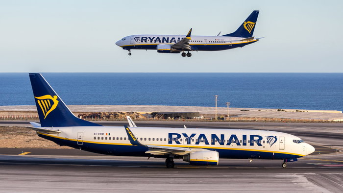 Two aeroplanes in Tenerife airport