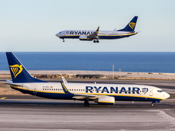 Two aeroplanes in Tenerife airport