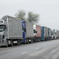 Lorry drivers protesting on a motorway