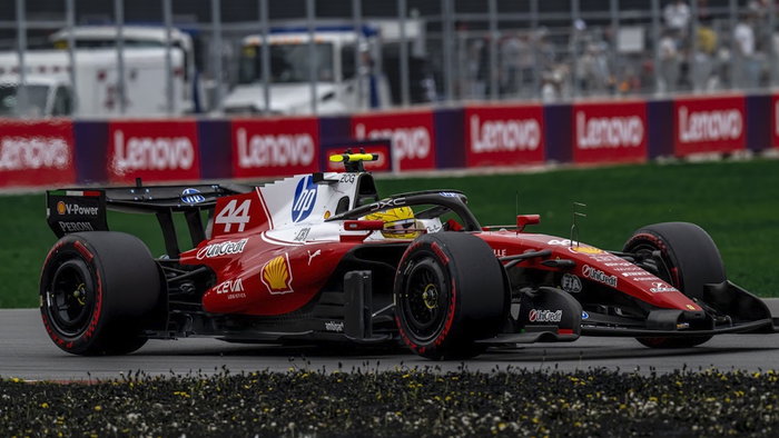 Lewis Hamilton competes for Ferrari in Formula One race