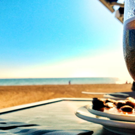 Spanish beach with beer and tapas